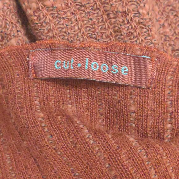 Cut Loose Womens Pullover Sweater Brown Long Sleeve Boat Neck Pockets One Size - Picture 5 of 7
